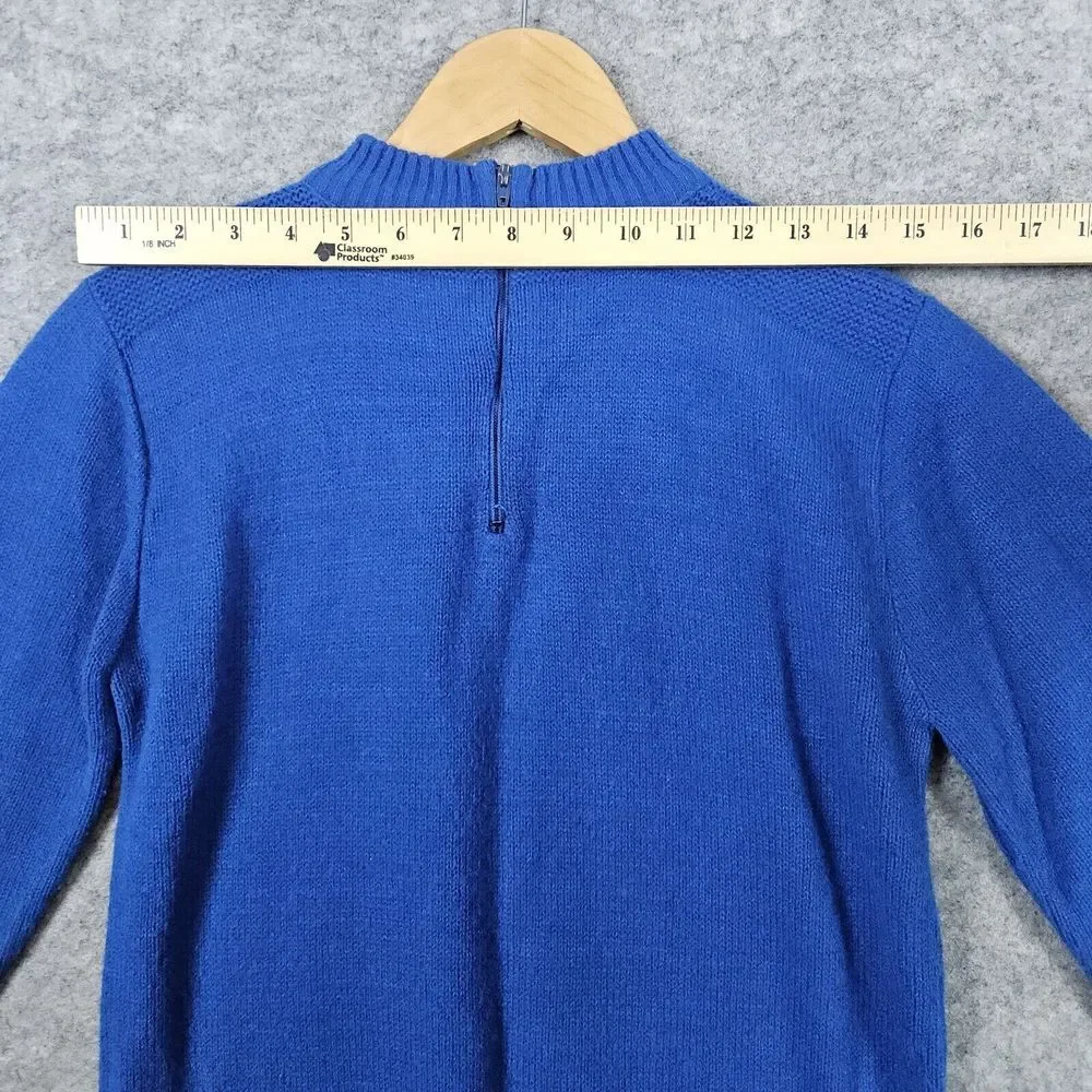 Bonnie Lane House of Morrison Vintage Women's Sweater Size PM Blue Knit 1/4 Zip‎